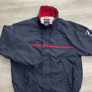Nautica Men's Windbreaker in Navy with Red Highlights